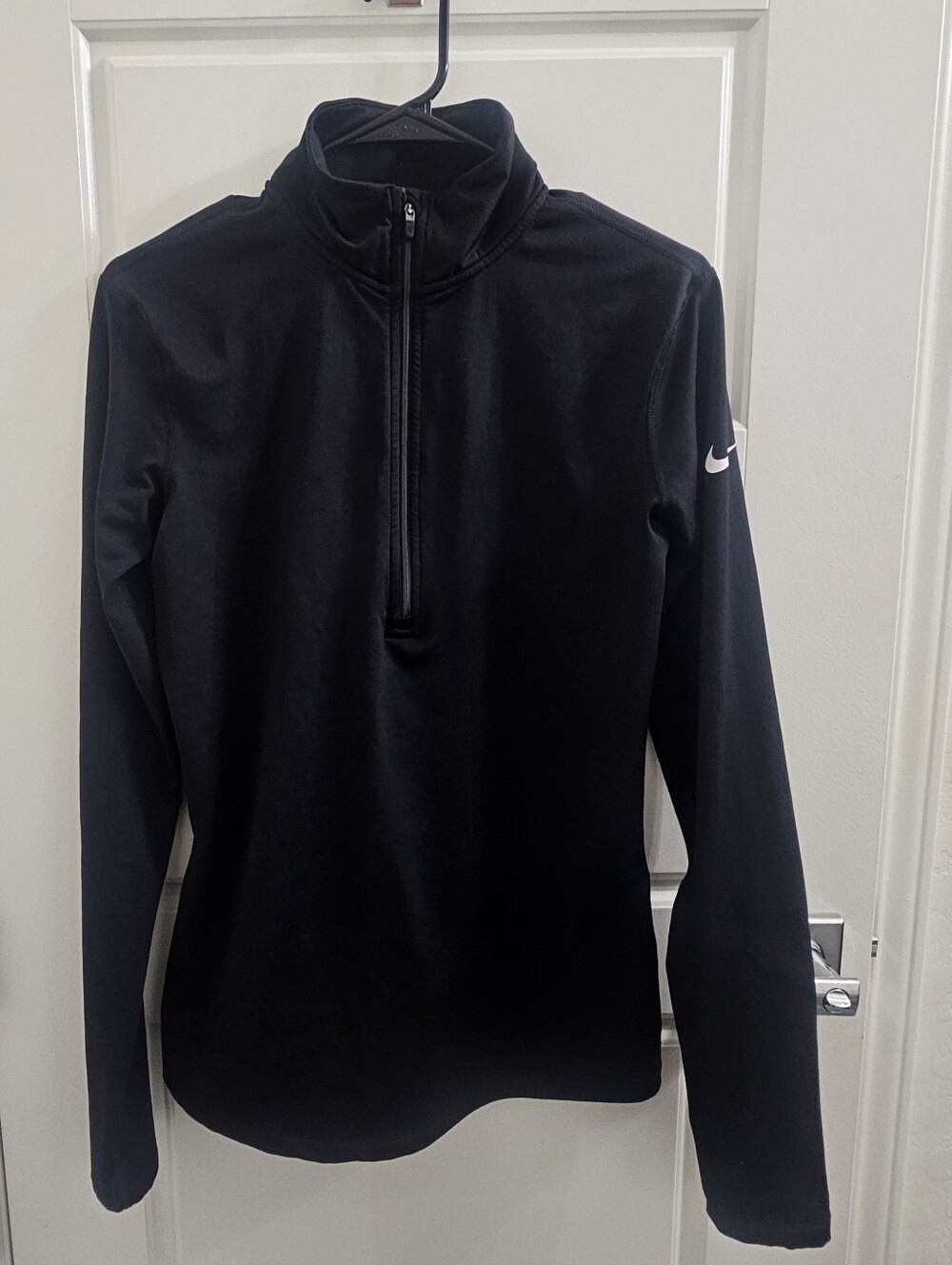 Nike Black Half-Zip Cowl Turtleneck with White Swoosh